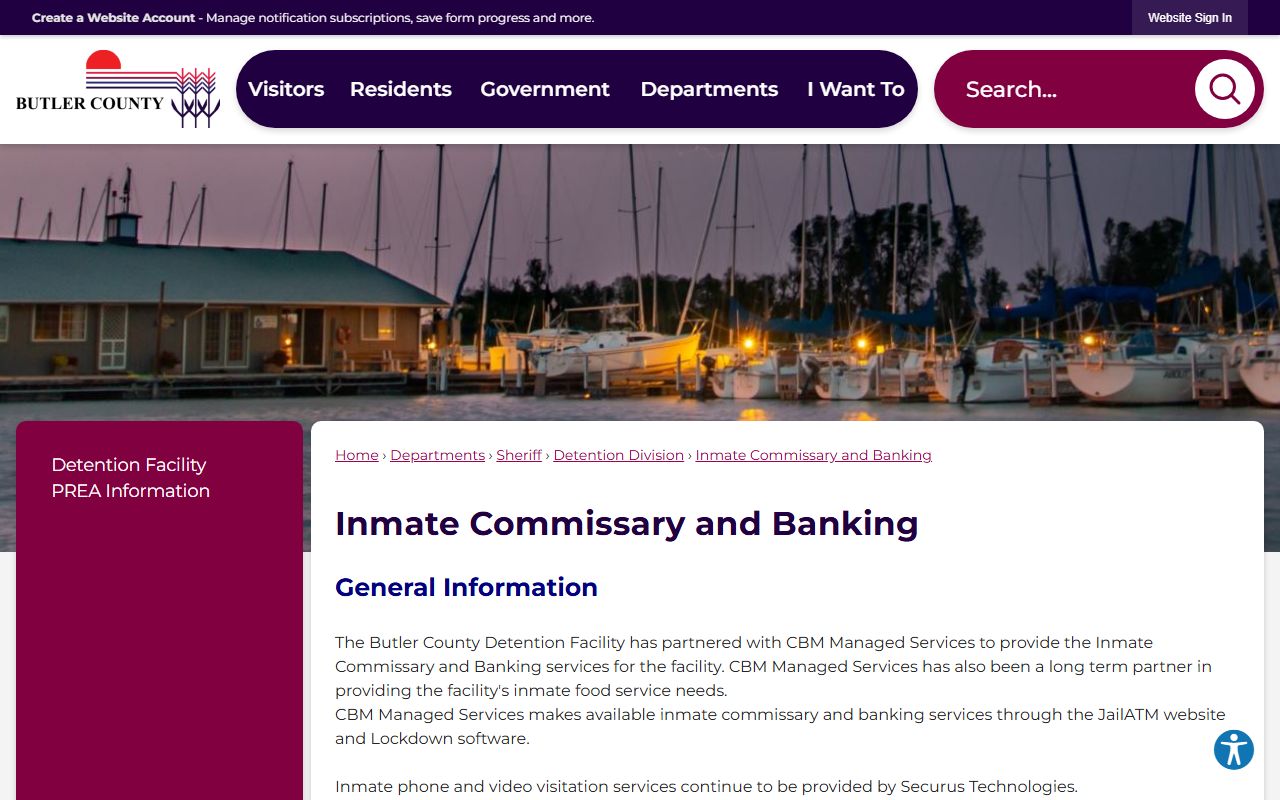 Butler County Adult Detention Facility JailATM commissary and banking record