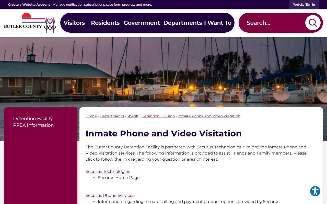 Butler County Adult Detention Facility Securus visitation instructions